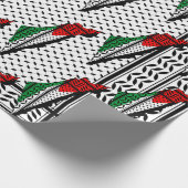 パレスティナ国旗とケフィヨンパターンの地図 ラッピングペーパー (角)