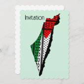 パレスティナ国旗とケフィヨンパターンの地図 招待状 (正面/裏面)