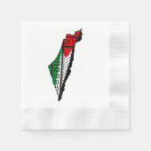 パレスティナ国旗とケフィヨンパターンの地図 縁ありカクテルナプキン (正面)