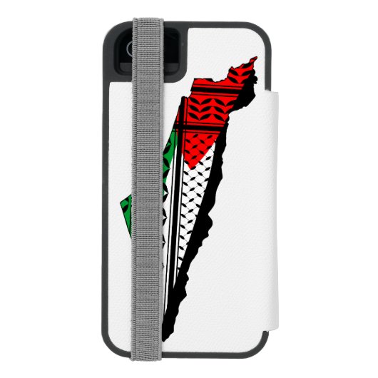 パレスティナ国旗とケフィヨンパターンの地図 INCIPIO iPhoneウォレットケース (フォリオ裏面)