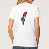 パレスティナ国旗とケフィヨンパターンの地図 Tシャツ (裏面)