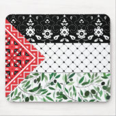 パレスティナ国旗FalastiniのアートワークKuffiyeh Olives マウスパッド (正面)