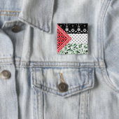 パレスティナ国旗FalastiniのアートワークKuffiyeh Olives 缶バッジ (インサイチュ)