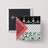 パレスティナ国旗FalastiniのアートワークKuffiyeh Olives 缶バッジ (正面&裏面)