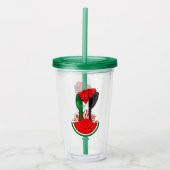 パレスティナ抵抗拳でスイカのシンボル アクリルタンブラー (正面)