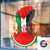 パレスティナ抵抗拳でスイカのシンボル ウィンドウサイン (カフェ窓)