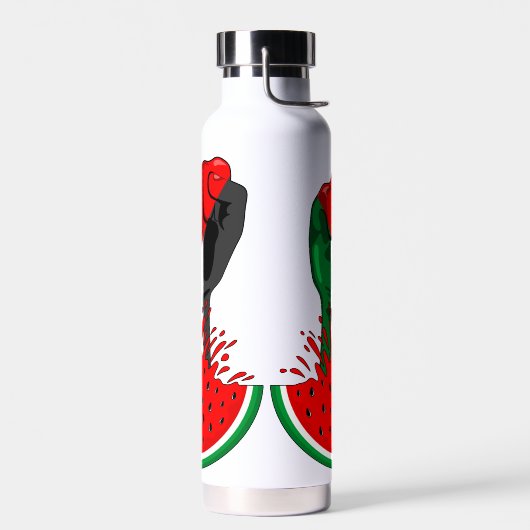 パレスティナ抵抗拳でスイカのシンボル ウォーターボトル (左面)