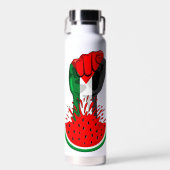 パレスティナ抵抗拳でスイカのシンボル ウォーターボトル (正面)