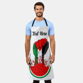 パレスティナ抵抗拳でスイカのシンボル エプロン (着用した状態)