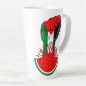 パレスティナ抵抗拳でスイカのシンボル カフェラテマグ (右アングル)