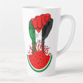 パレスティナ抵抗拳でスイカのシンボル カフェラテマグ (右)