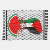 パレスティナ抵抗拳でスイカのシンボル キッチンタオル (横)