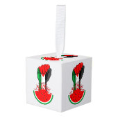 パレスティナ抵抗拳でスイカのシンボル キューブオーナメント (正面アングル)