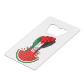 パレスティナ抵抗拳でスイカのシンボル クレジットカード栓抜き (正面アングル)