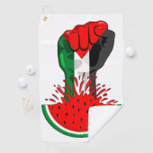 パレスティナ抵抗拳でスイカのシンボル ゴルフタオル (インサイチュ)