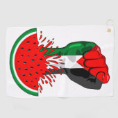 パレスティナ抵抗拳でスイカのシンボル ゴルフタオル (横)