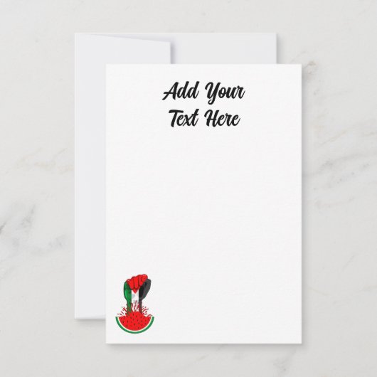 パレスティナ抵抗拳でスイカのシンボル サンキューカード (裏面)