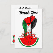 パレスティナ抵抗拳でスイカのシンボル サンキューカード (正面/裏面)