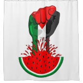 パレスティナ抵抗拳でスイカのシンボル シャワーカーテン (正面)