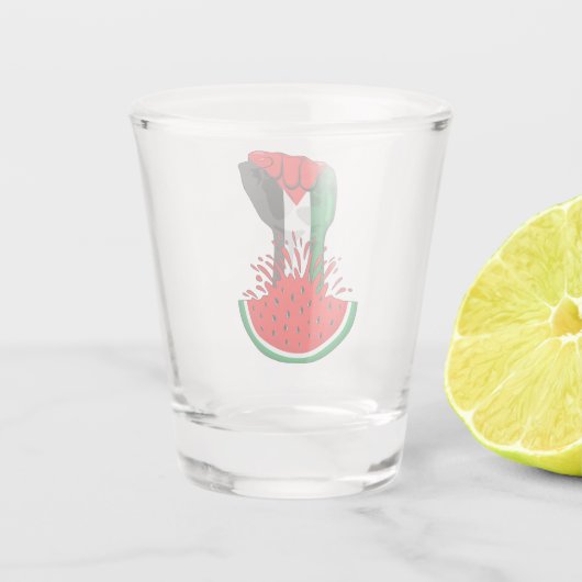 パレスティナ抵抗拳でスイカのシンボル ショットグラス (裏面)