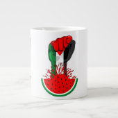 パレスティナ抵抗拳でスイカのシンボル ジャンボコーヒーマグカップ (正面)