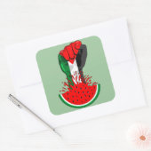 パレスティナ抵抗拳でスイカのシンボル スクエアシール (封筒)