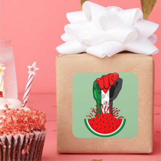 パレスティナ抵抗拳でスイカのシンボル スクエアシール (パーティー)