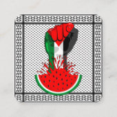 パレスティナ抵抗拳でスイカのシンボル スクエア名刺 (正面)
