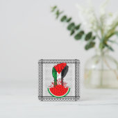 パレスティナ抵抗拳でスイカのシンボル スクエア名刺 (スタンド正面)