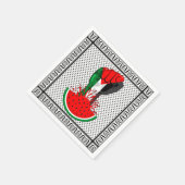 パレスティナ抵抗拳でスイカのシンボル スタンダードカクテルナプキン (角)