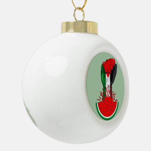 パレスティナ抵抗拳でスイカのシンボル セラミックボールオーナメント (左)