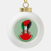 パレスティナ抵抗拳でスイカのシンボル セラミックボールオーナメント (正面)