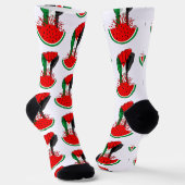 パレスティナ抵抗拳でスイカのシンボル ソックス (傾斜あり)