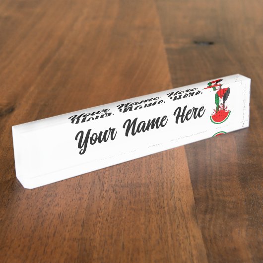 パレスティナ抵抗拳でスイカのシンボル デスクネームプレート (側面)