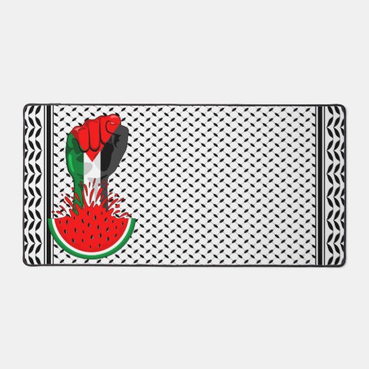 パレスティナ抵抗拳でスイカのシンボル デスクマット (正面)