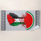 パレスティナ抵抗拳でスイカのシンボル ビーチタオル (正面)