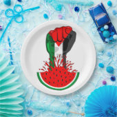 パレスティナ抵抗拳でスイカのシンボル ペーパープレート (パーティー)