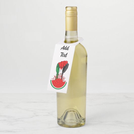 パレスティナ抵抗拳でスイカのシンボル ボトルネックタグ (アングル)