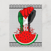 パレスティナ抵抗拳でスイカのシンボル ポストカード (正面)