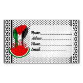 パレスティナ抵抗拳でスイカのシンボル マグネット名刺 (正面)