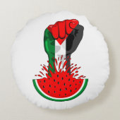 パレスティナ抵抗拳でスイカのシンボル ラウンドクッション (裏面)