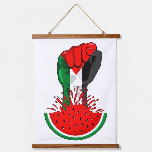 パレスティナ抵抗拳でスイカのシンボル 吊り下げ型タペストリー (正面)