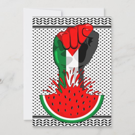 パレスティナ抵抗拳でスイカのシンボル 招待状 (正面)