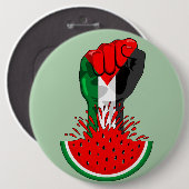 パレスティナ抵抗拳でスイカのシンボル 缶バッジ (正面&裏面)