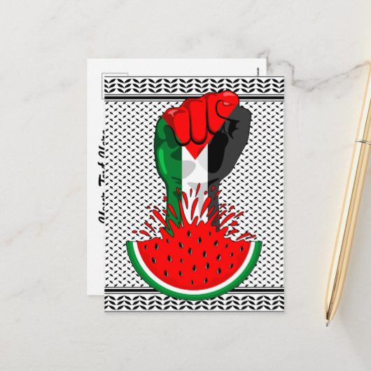 パレスティナ抵抗拳でスイカ シーズンポストカード (正面/裏面インサイチュ)