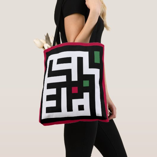 パレスティナ語のアルビック語ワードアートの正方形のワードフラグ トートバッグ (クローズアップ)