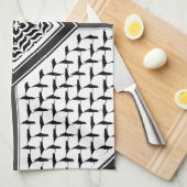 パレスティナ・クフィヤ模様プリントデザイン キッチンタオル (四つ折り)