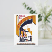 パレスティナ・ヴィンテージ旅行ポスター復元 ポストカード (スタンド正面)