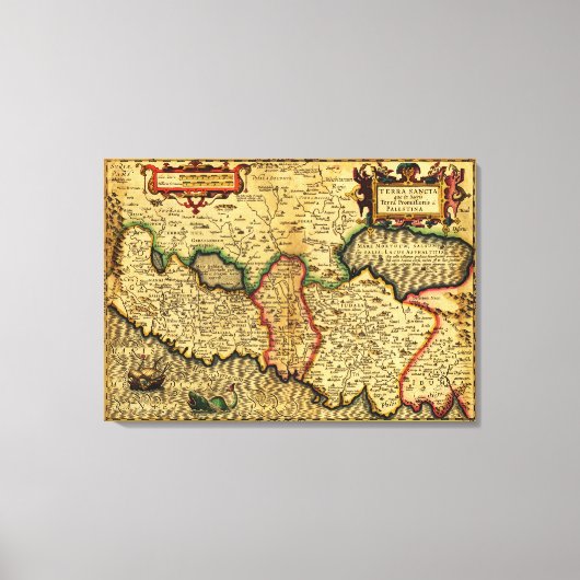パレスティンパノラママップパレスチナ4 キャンバスプリント (正面)