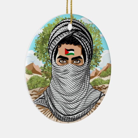 パレスティンフリーダムファイターポートレート セラミックオーナメント (右)